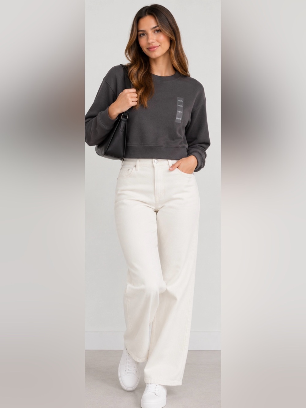UNIQLO Women Double Face Long Sleeve Sweatshirt Gray XXS NWT